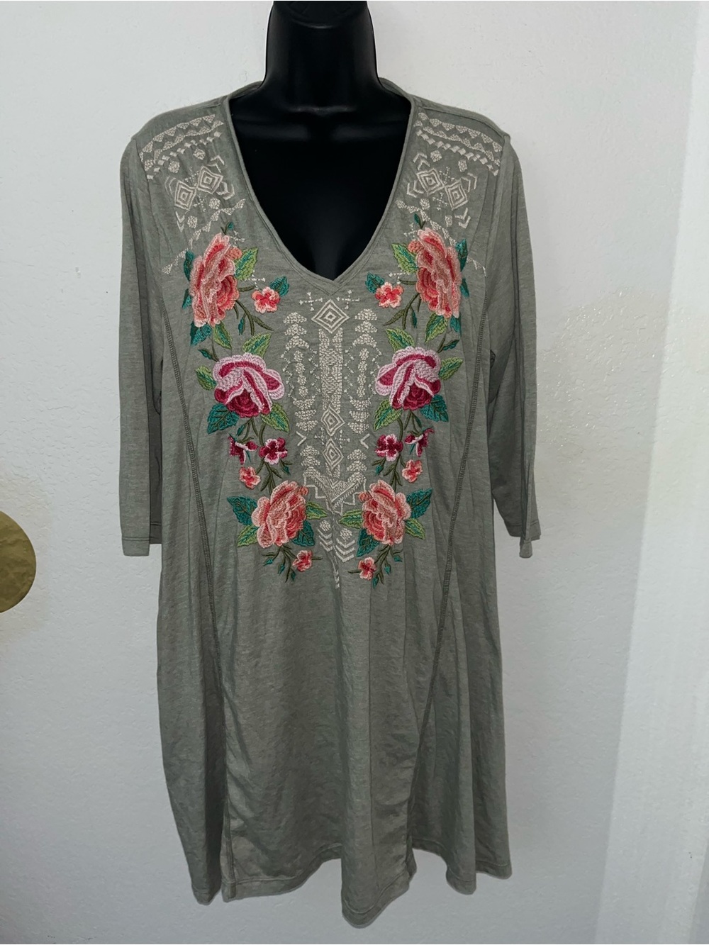 JWLA Johnny Was 3/4 sleeve embroidered dress